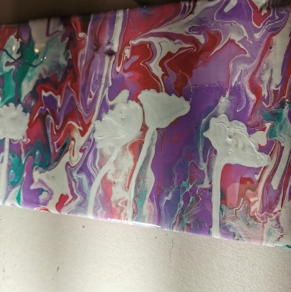 Wood Abstract Painting Melting Roses colors decor - Picture 6 of 12